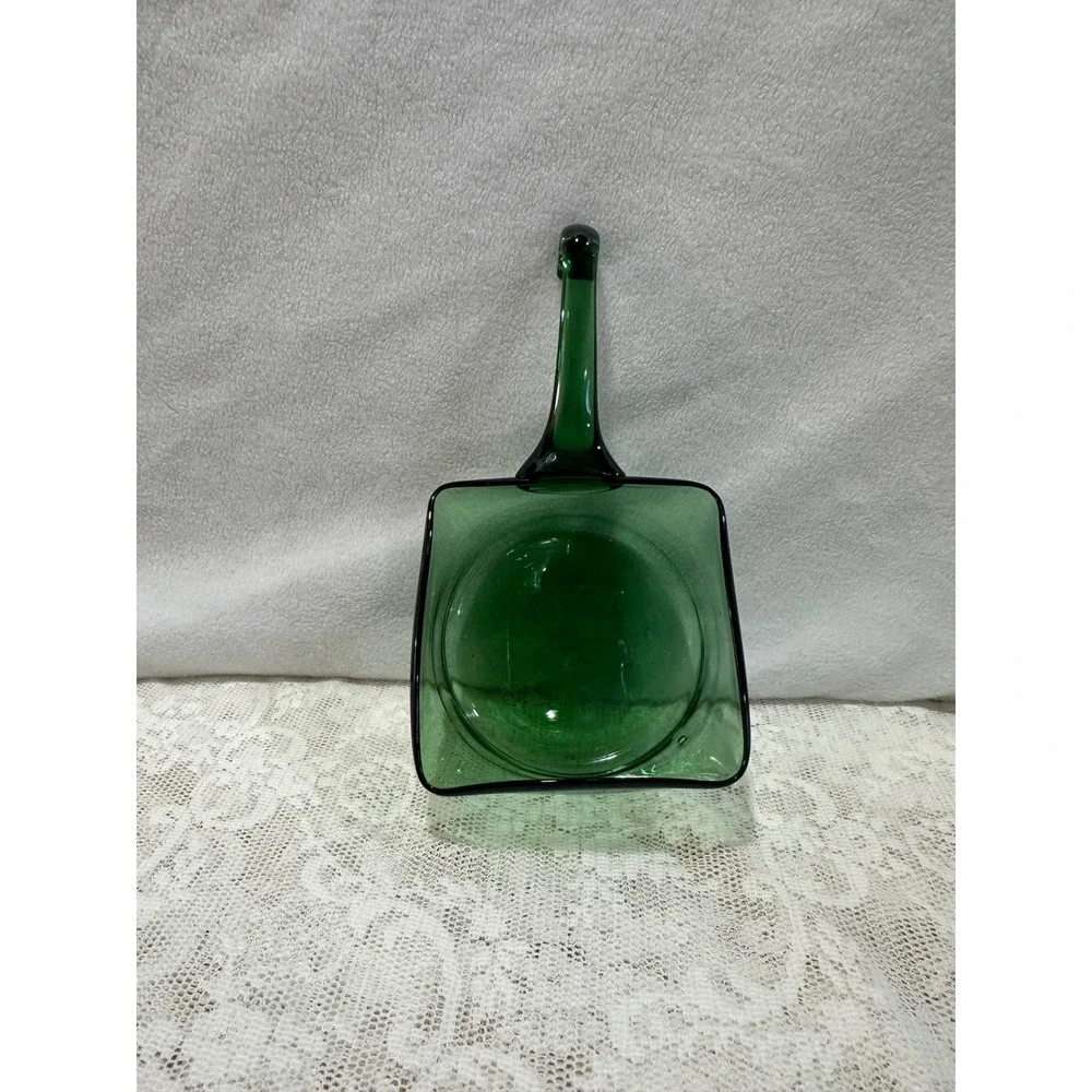 Vintage Emerald Green‎ Glass Pot with Handle Foraging Serving Kitchenware